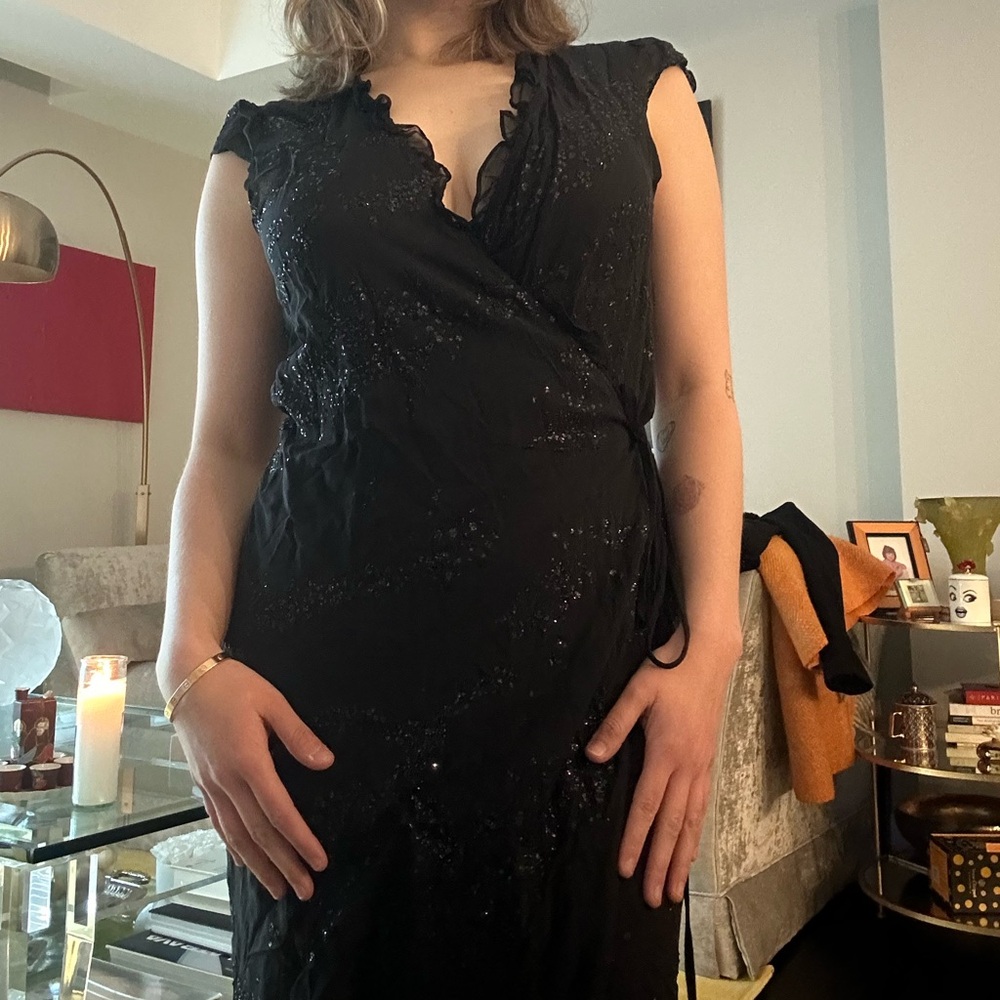 vintage y2k black wrap dress